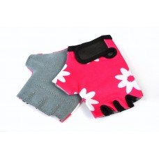 Вело перчатки детские Ergo, розовый, с цветами (REC075)
