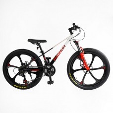 Велосипед 24" Corso Magnum магнієва рама 11" 21шв. білий з чорним (163805)